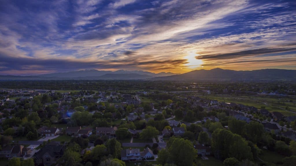 A beautiful sunset over the west mountains of Utah Valley, Utah.