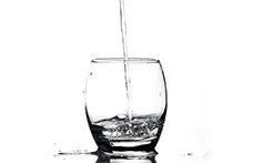 Clear glass filled with water.
