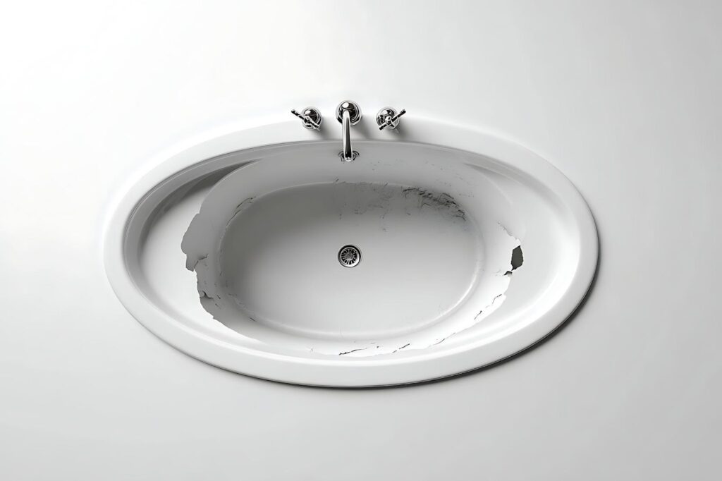 A white oval bathtub with a drain positioned elegantly for a modern bathroom setting